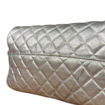 Chanel CC Silver Metallic Quilted Flap Shoulder Bag 2017