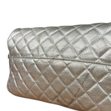 Chanel CC Silver Metallic Quilted Flap Shoulder Bag 2017