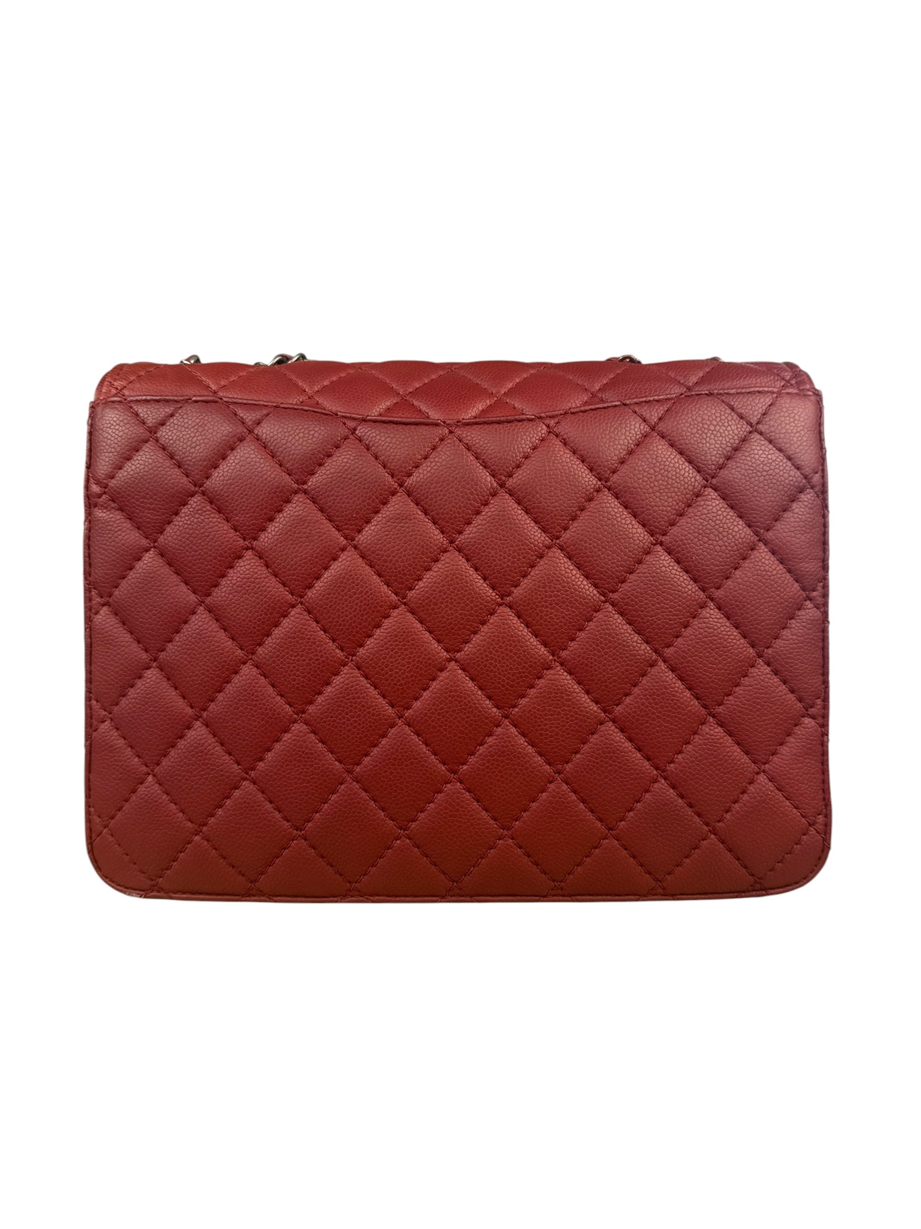 Chanel Red Caviar Leather Maxi Chain Flap Bag 2014