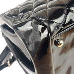 Chanel Large Black Patent Leather Mademoiselle Bowling Bag 2011-12