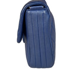 Chanel Blue Metallic Calf-Skin Chain Flap Bag 2014