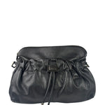 Burberry Black Ruched Leather Curzon Satchel Crossbody Bag