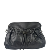 Burberry Black Ruched Leather Curzon Satchel Crossbody Bag
