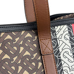 Burberry Leather TB Monogram Stripe E-Canvas Tote Bag