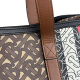 Burberry Leather TB Monogram Stripe E-Canvas Tote Bag