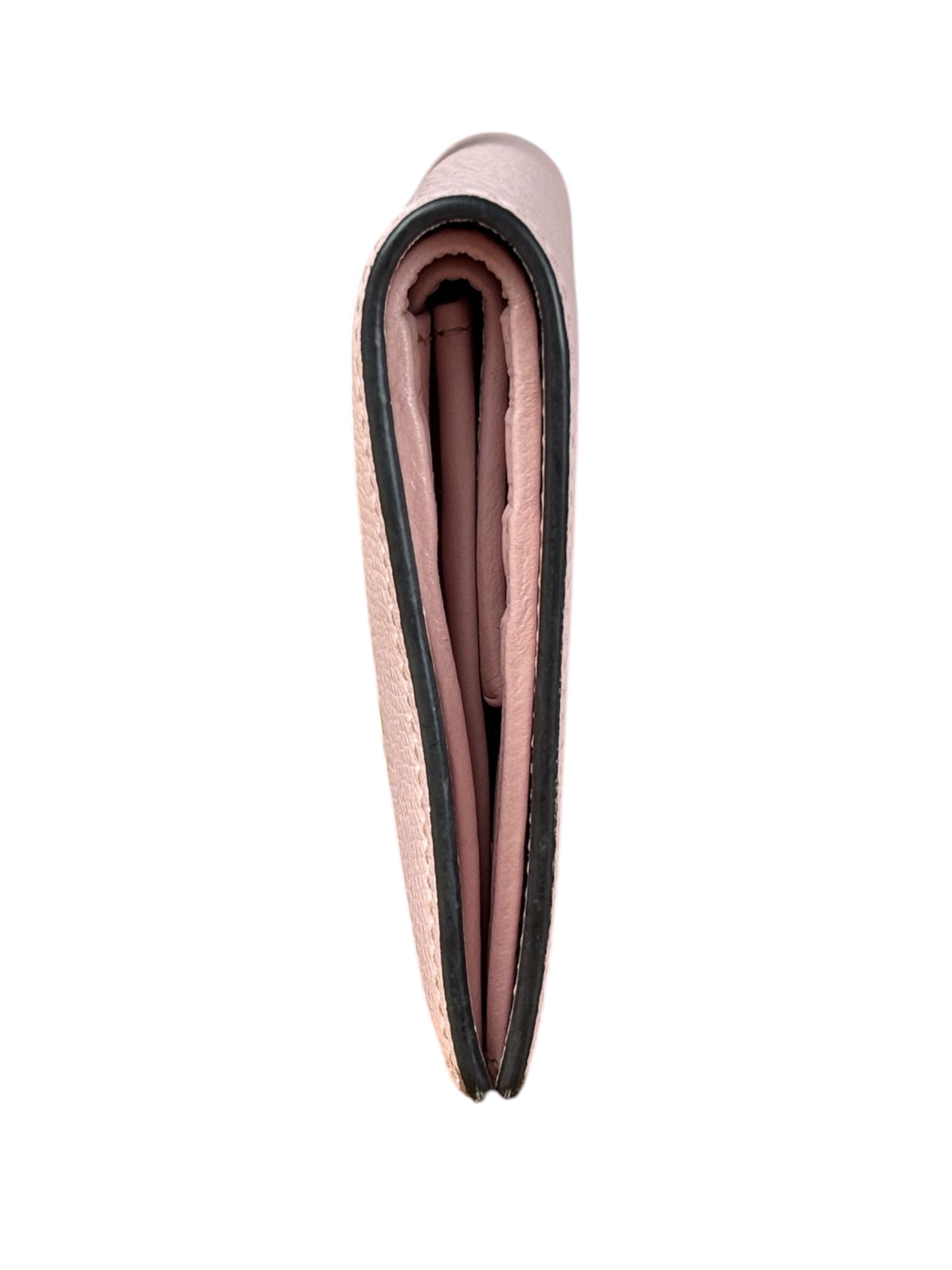 Fendi Light Pink Leather F Logo Snap Wallet