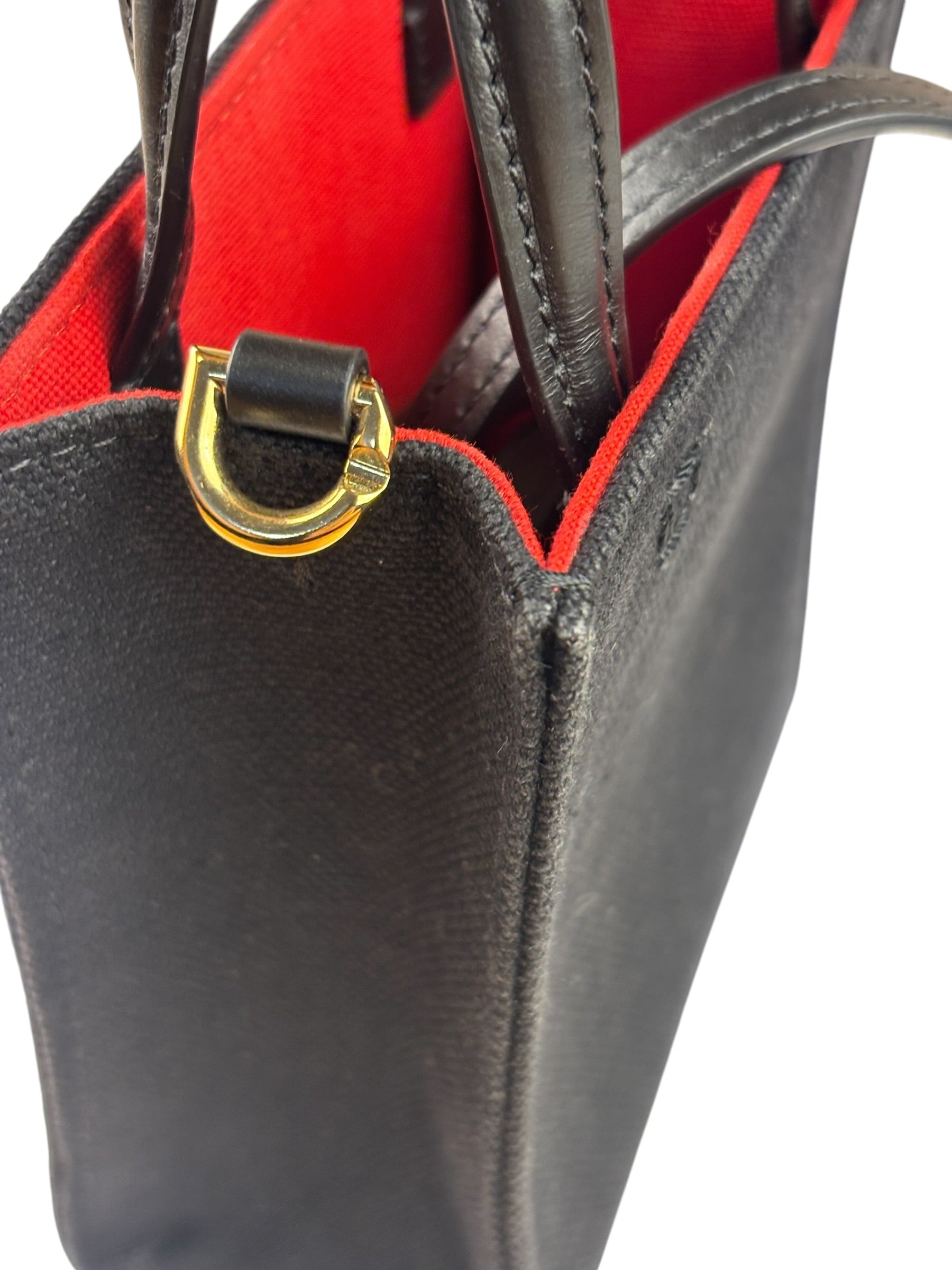 Givenchy Black Leather Trim Mini Logo Printed Tote