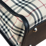 Burberry Vintage Leather Trim House Check Top Handle Bag