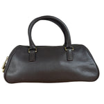 Burberry Vintage Brown Pebbled Leather Double Pocket Satchel Handbag