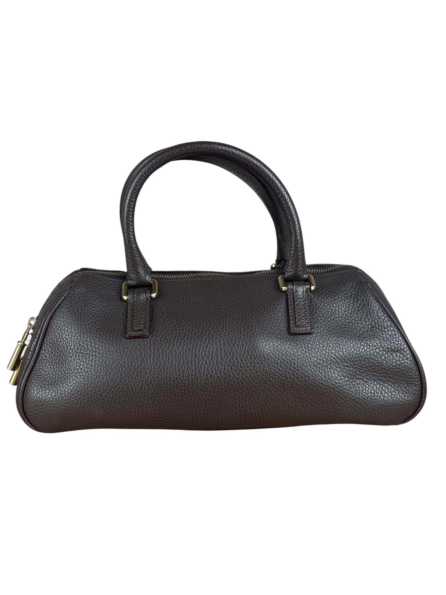 Burberry Vintage Brown Pebbled Leather Double Pocket Satchel Handbag