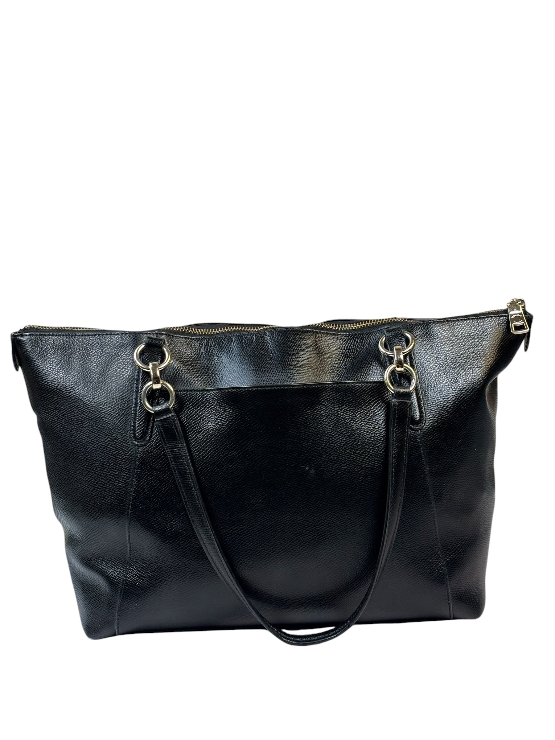 Coach Black Pebbled Leather Ava Zip Tote