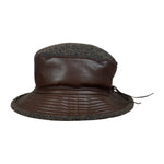 Hermes Vintage Brown Leather-Trimmed Motsch Bucket Hat