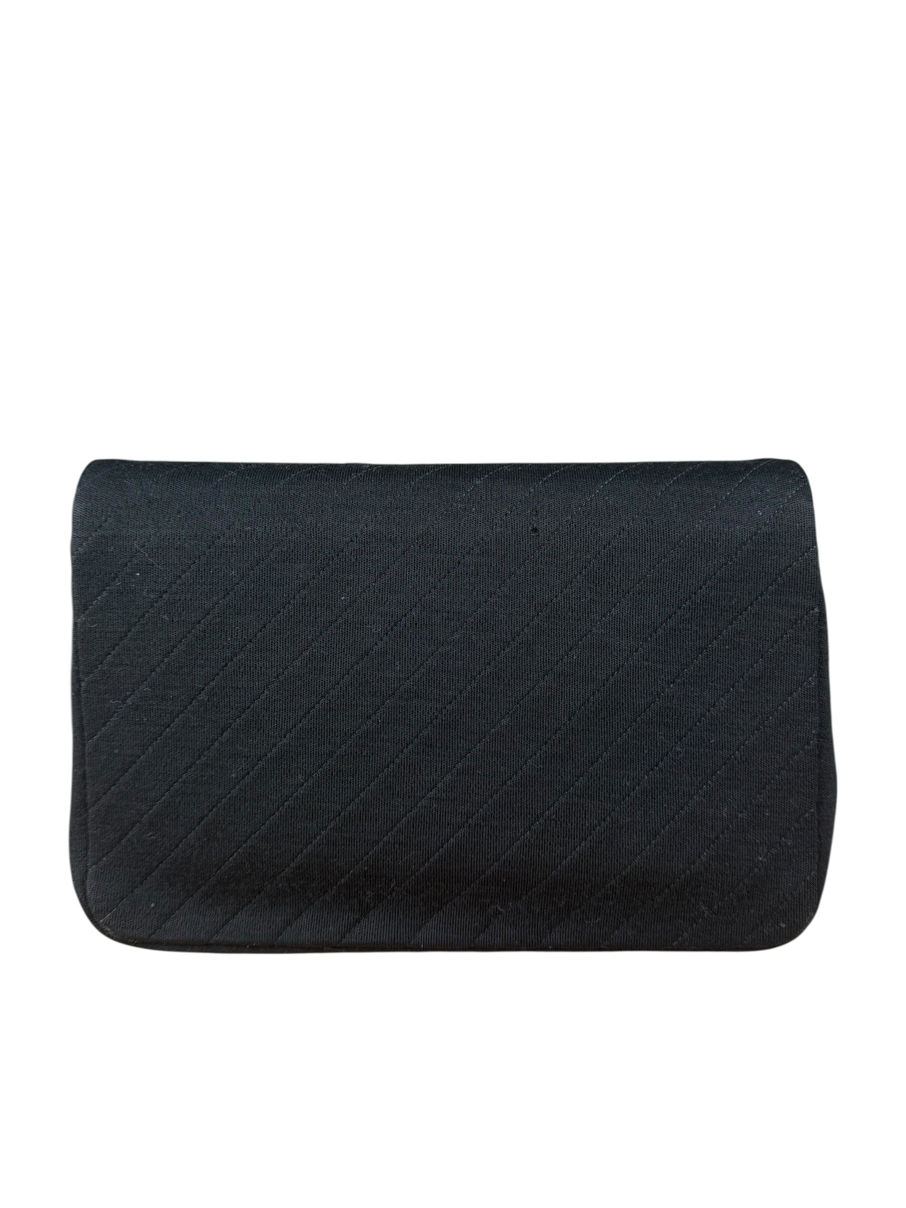 Chanel Vintage Black Cotton Quilted Flap Bag