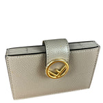 Fendi F Grey Leather Card Case