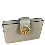 Fendi F Grey Leather Card Case