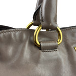 Prada Neutral Taupe Vitello Daino Leather Side Zip Large Shopper Tote