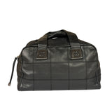 Chanel Black Quilted Leather Chocolate Bar Bowling Handbag