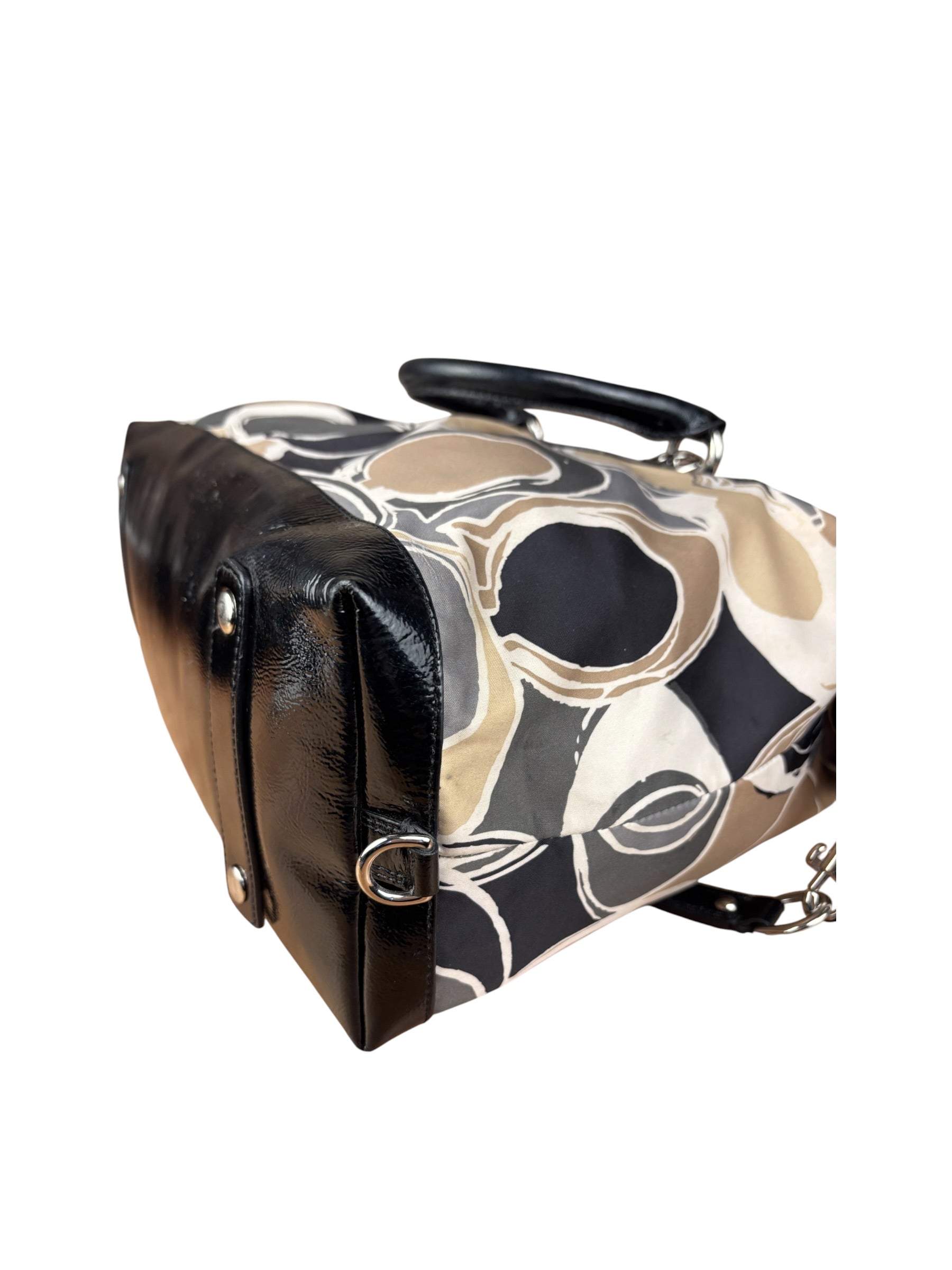 Coach Vintage Trim Leather Hand Drawn Scarf Print Satchel Two-Way Bag