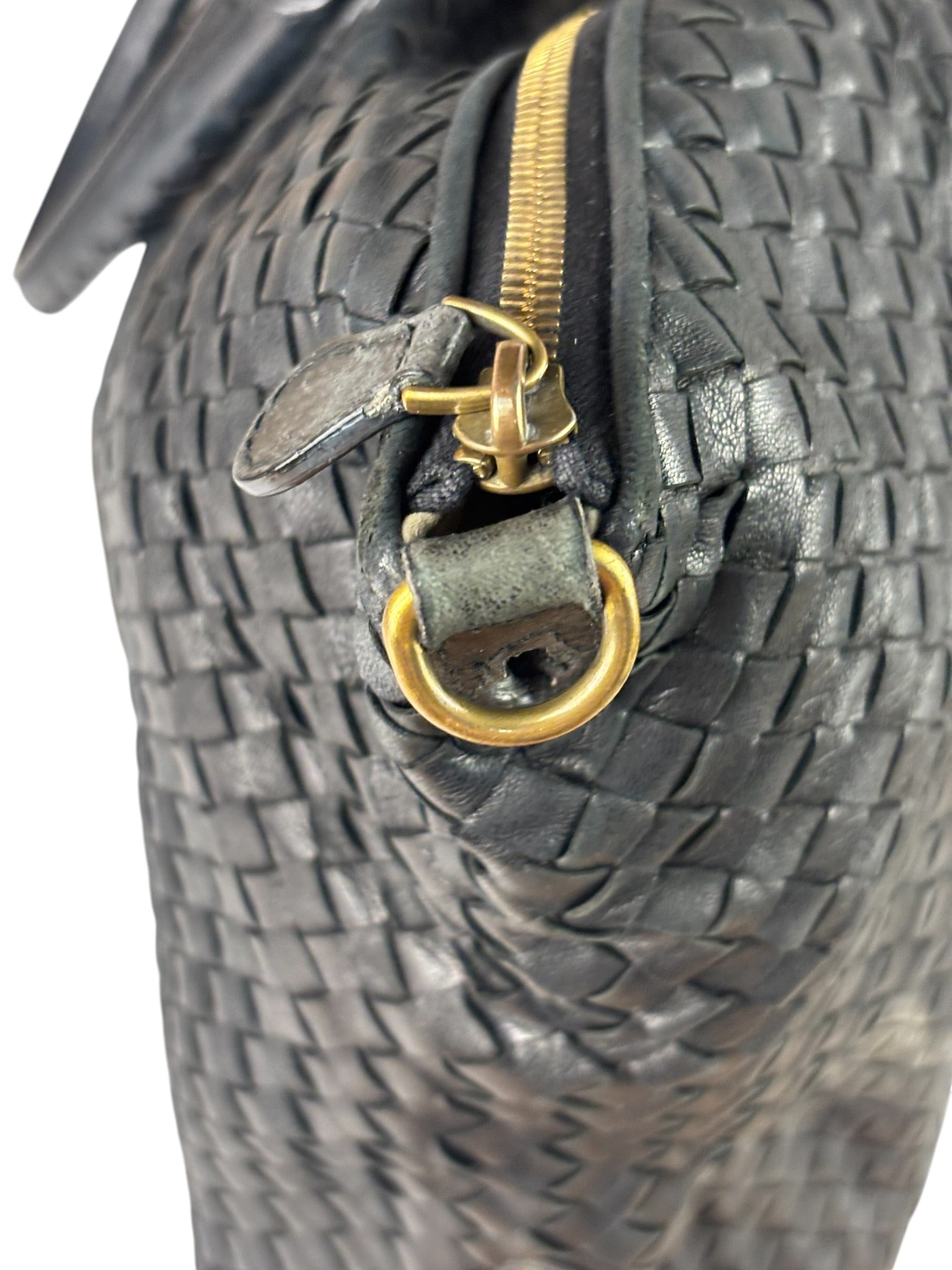 Bottega Veneta Black Intrecciato Large Handbag