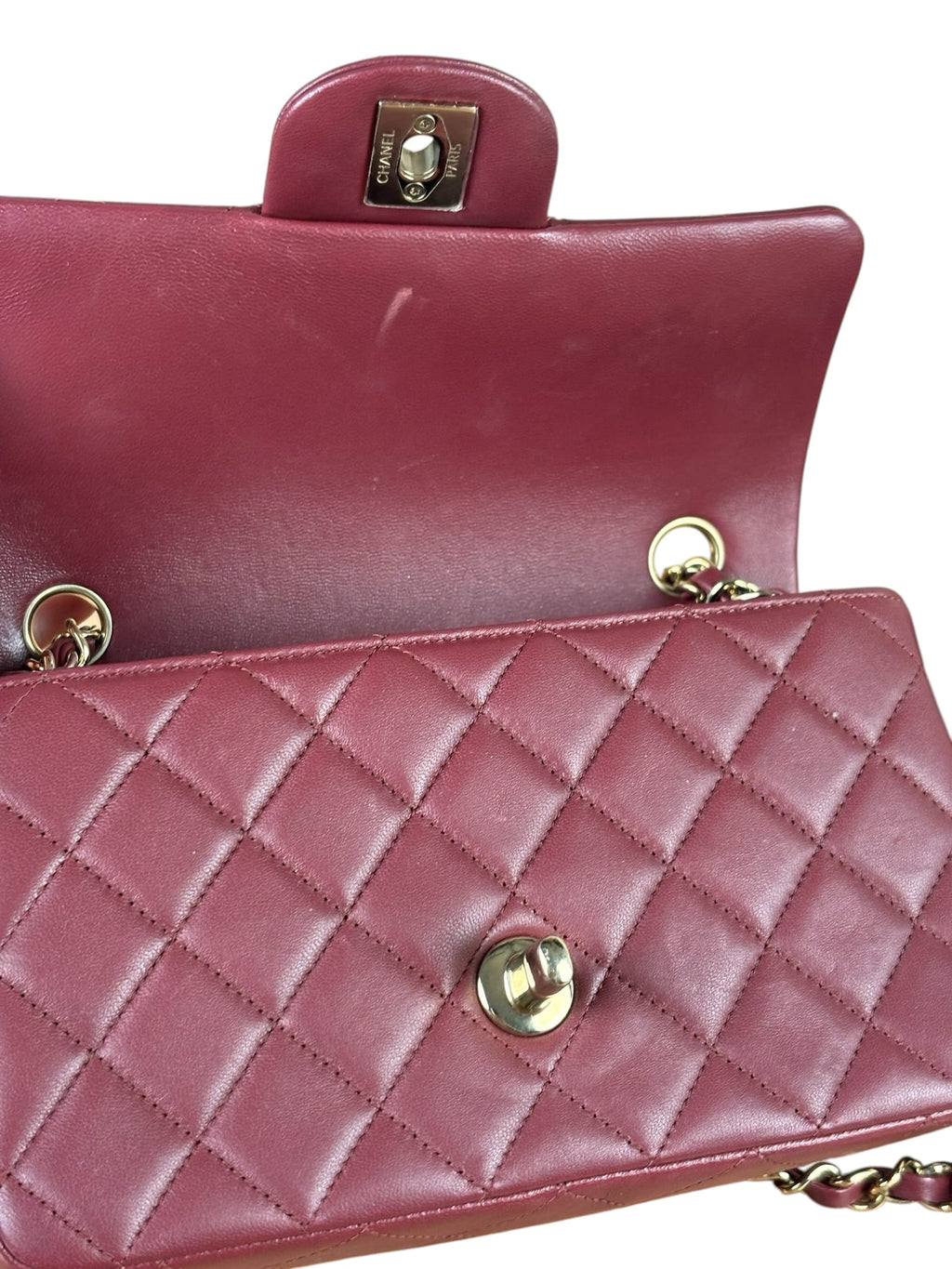 Chanel Burgundy Quilted Lambskin Small Flap Bag 2021