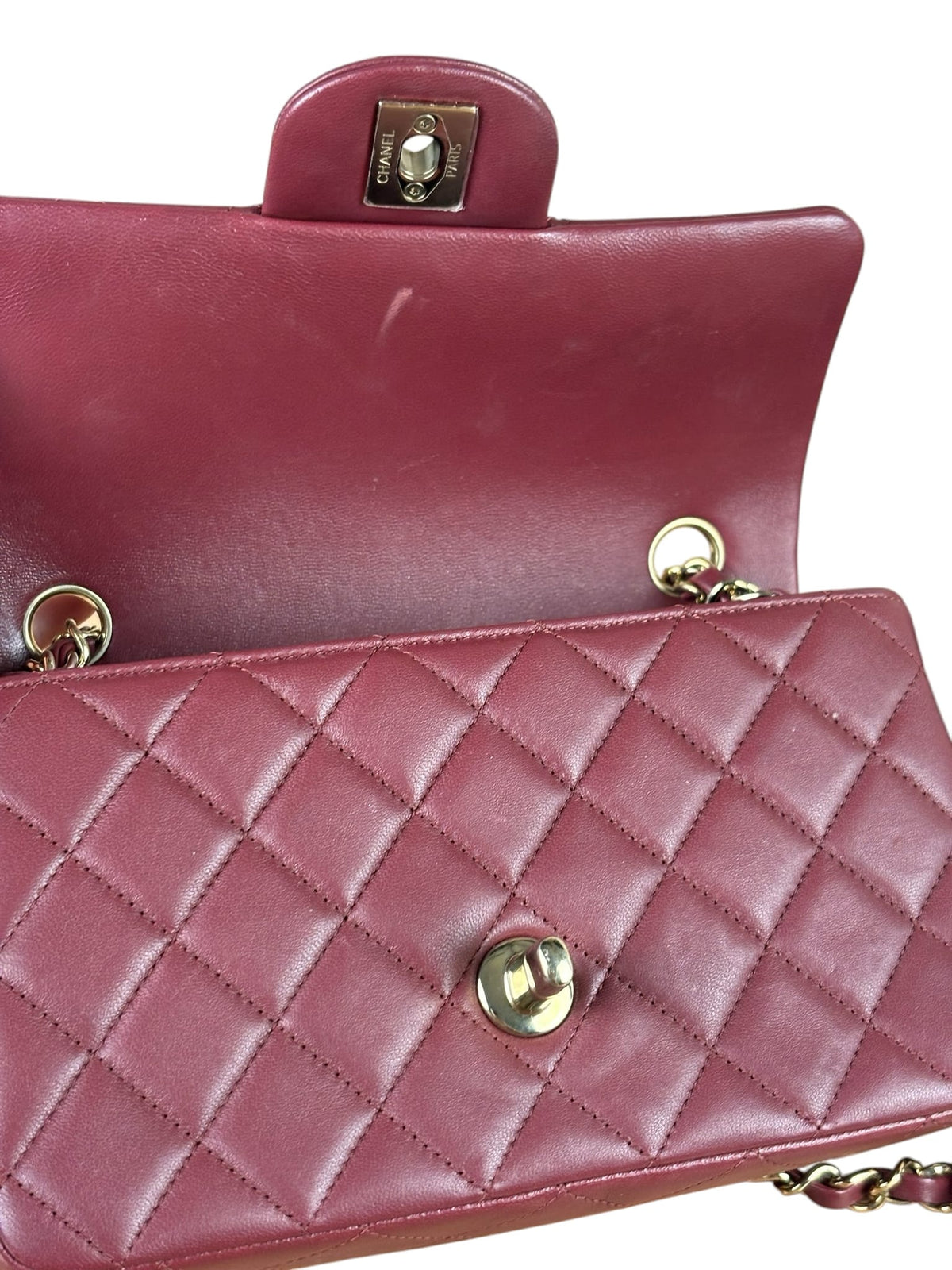 Chanel Burgundy Quilted Lambskin Small Flap Bag 2021