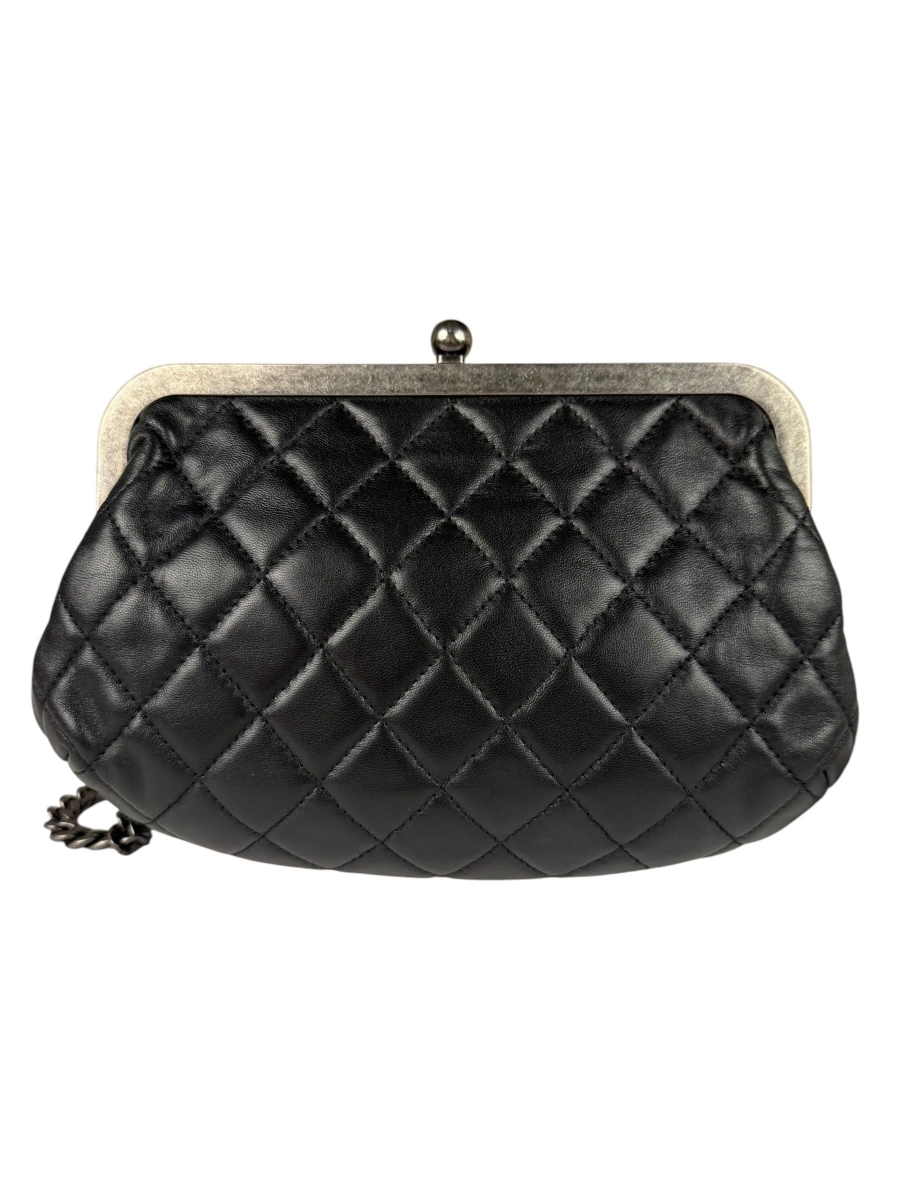 Chanel Black Python Leather Kiss-Lock Flap Bag 2015