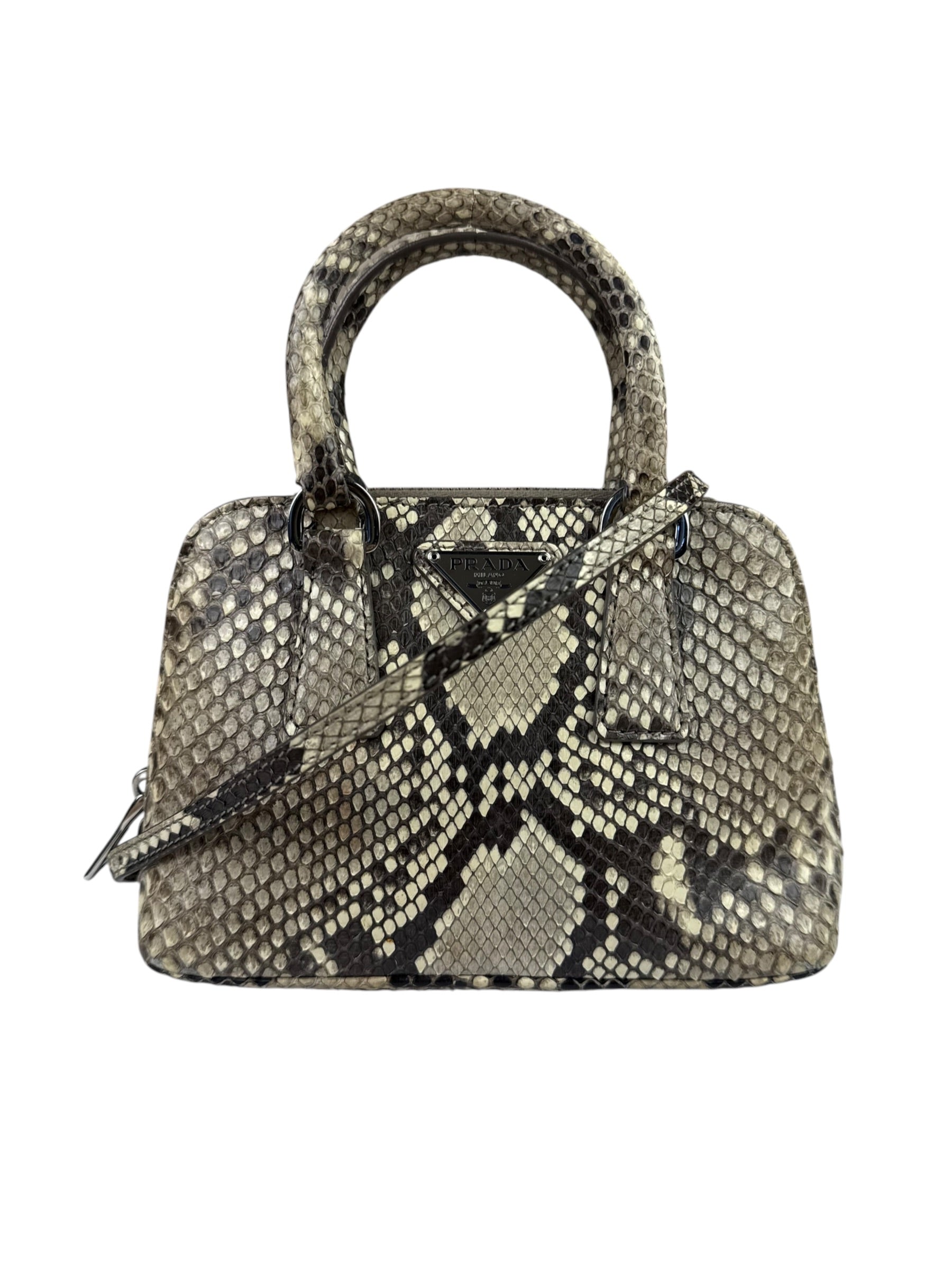 Prada Beige Python Mini Dome Two-Way Bag