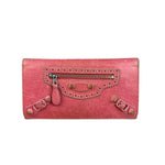 Balenciaga Pink Leather Moto Long Wallet