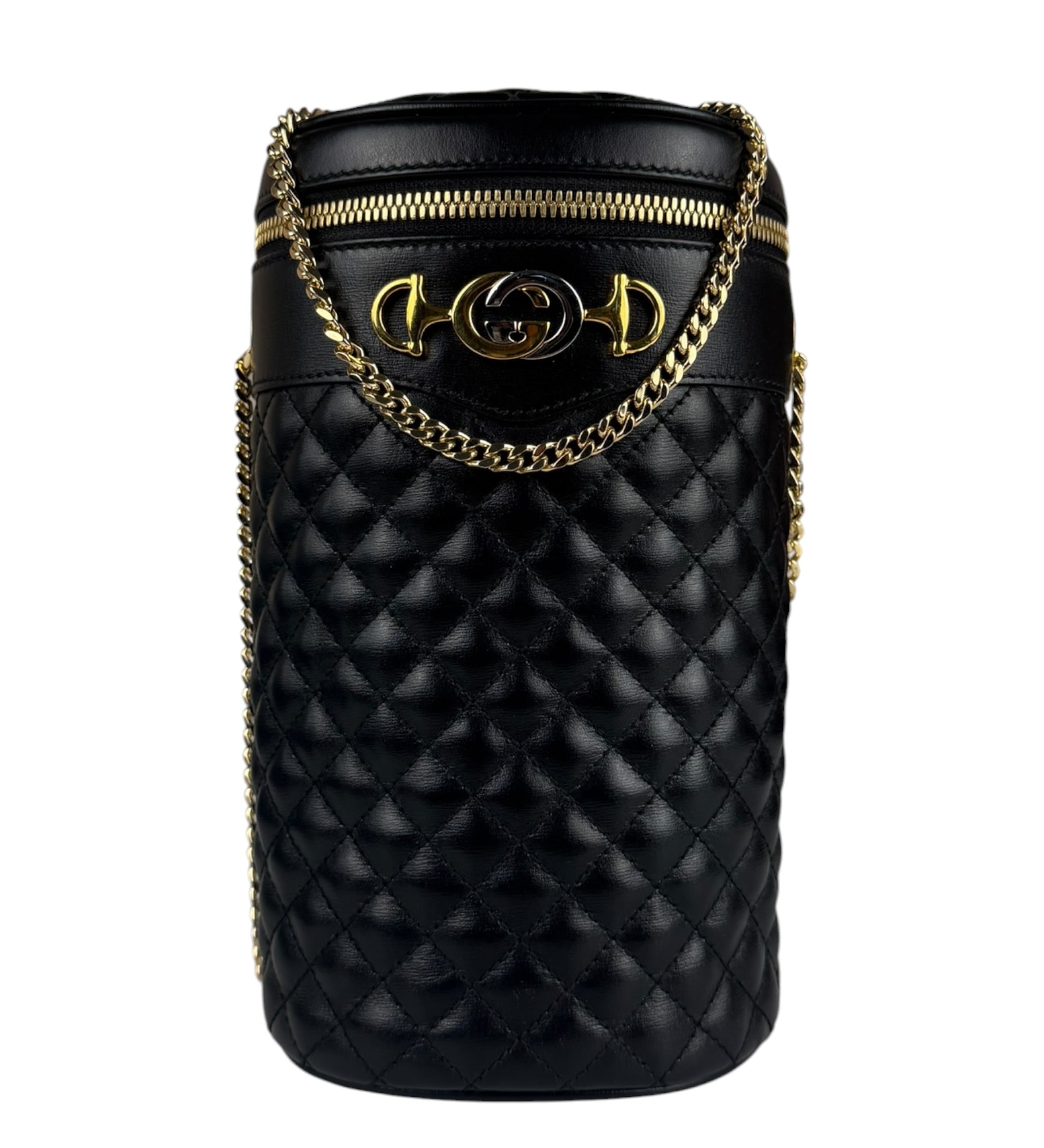 Gucci GG Zumi Cylindrical Black Quilted Leather Shoulder Bag