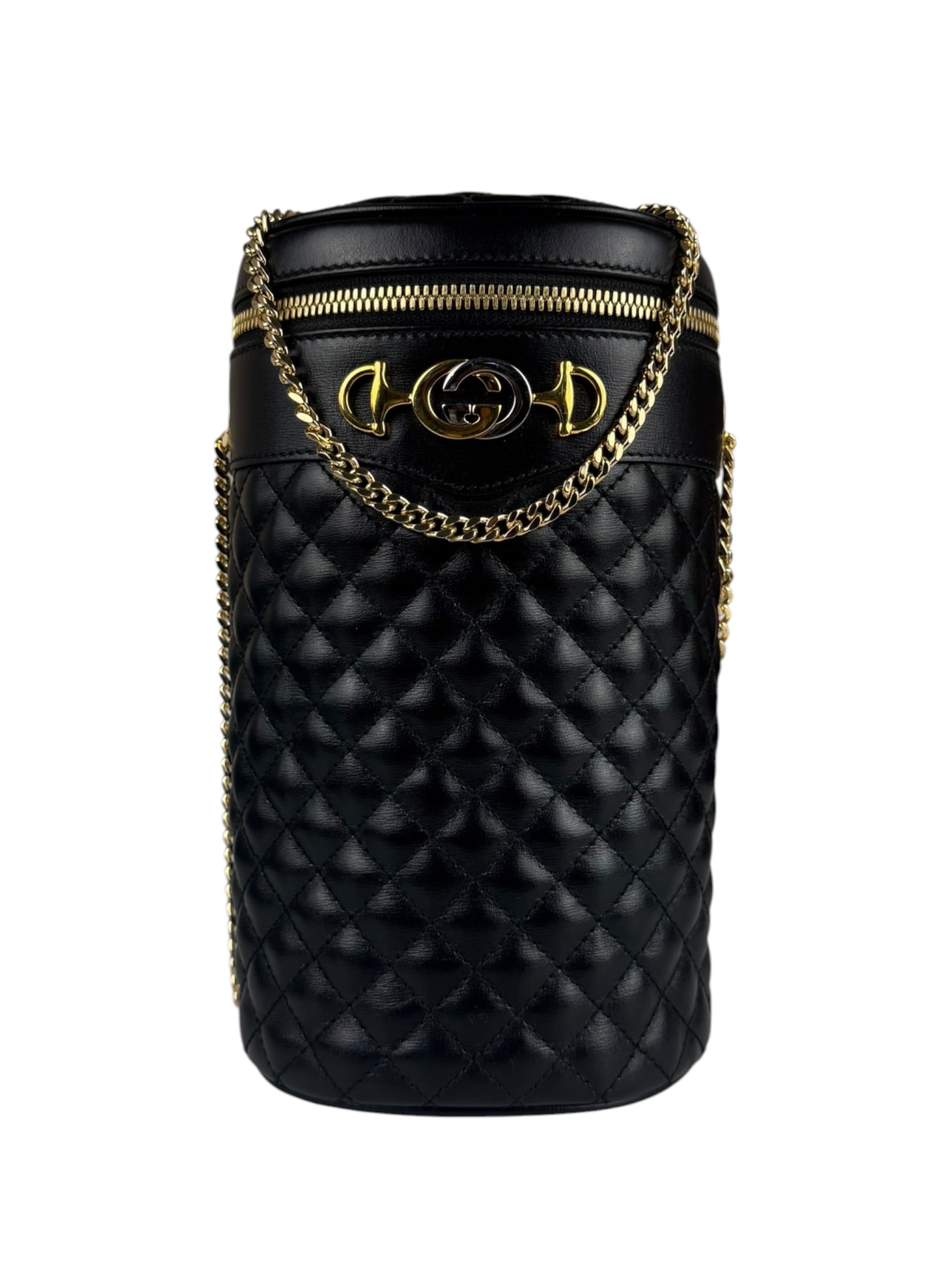 Gucci GG Zumi Cylindrical Black Quilted Leather Shoulder Bag