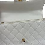 Chanel White Quilted Caviar Wooden M Flap 1999