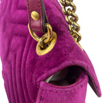 Gucci Magenta Velvet Marmont Matelasse Shoulder Bag