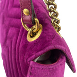 Gucci Magenta Velvet Marmont Matelasse Shoulder Bag