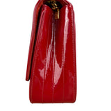 Saint Laurent Red Patent Vicky Chain Flap Bag
