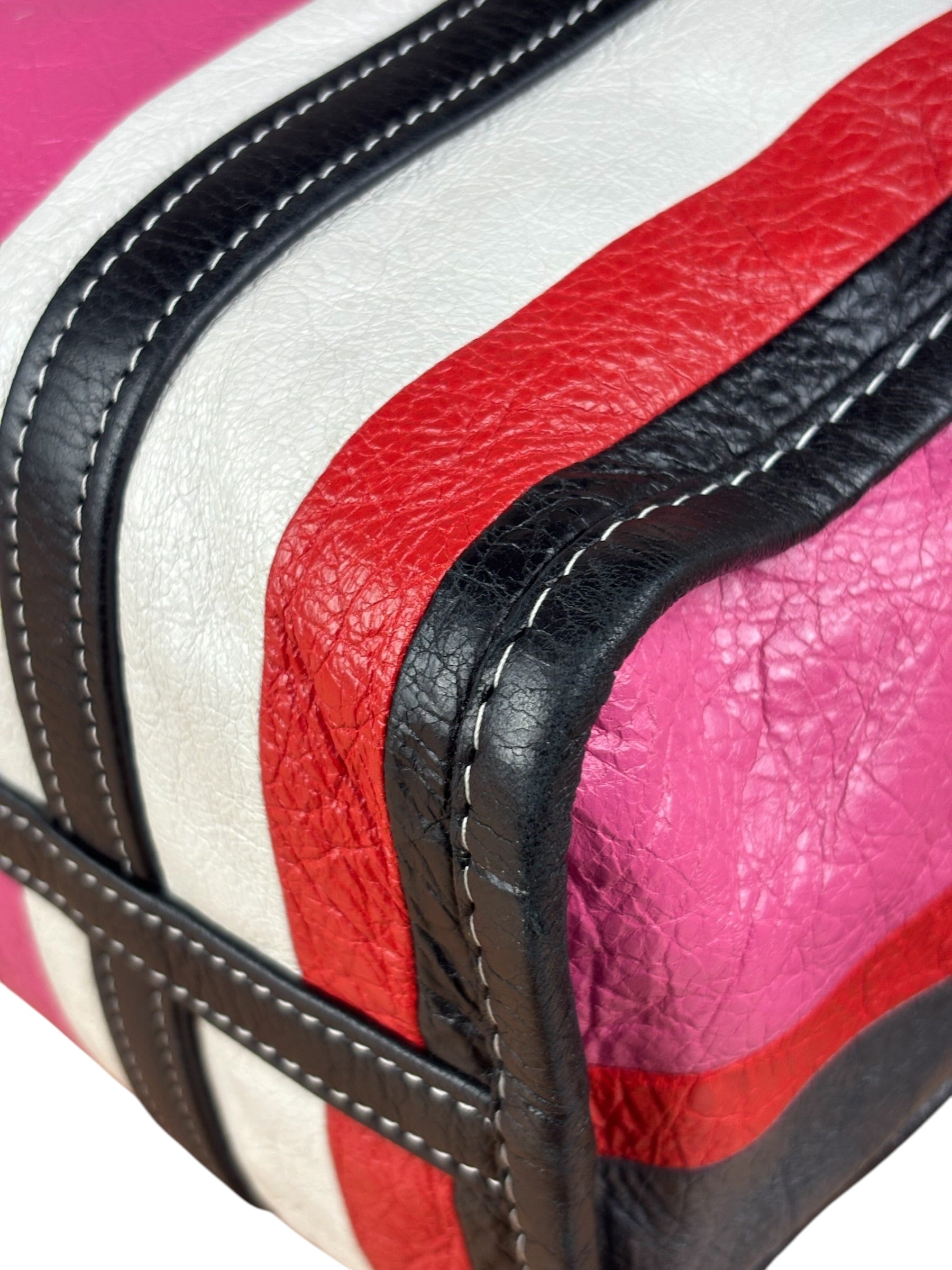 Balenciaga Multi-Color Vertical Stripe Bazar Shopper Two-Way Bag