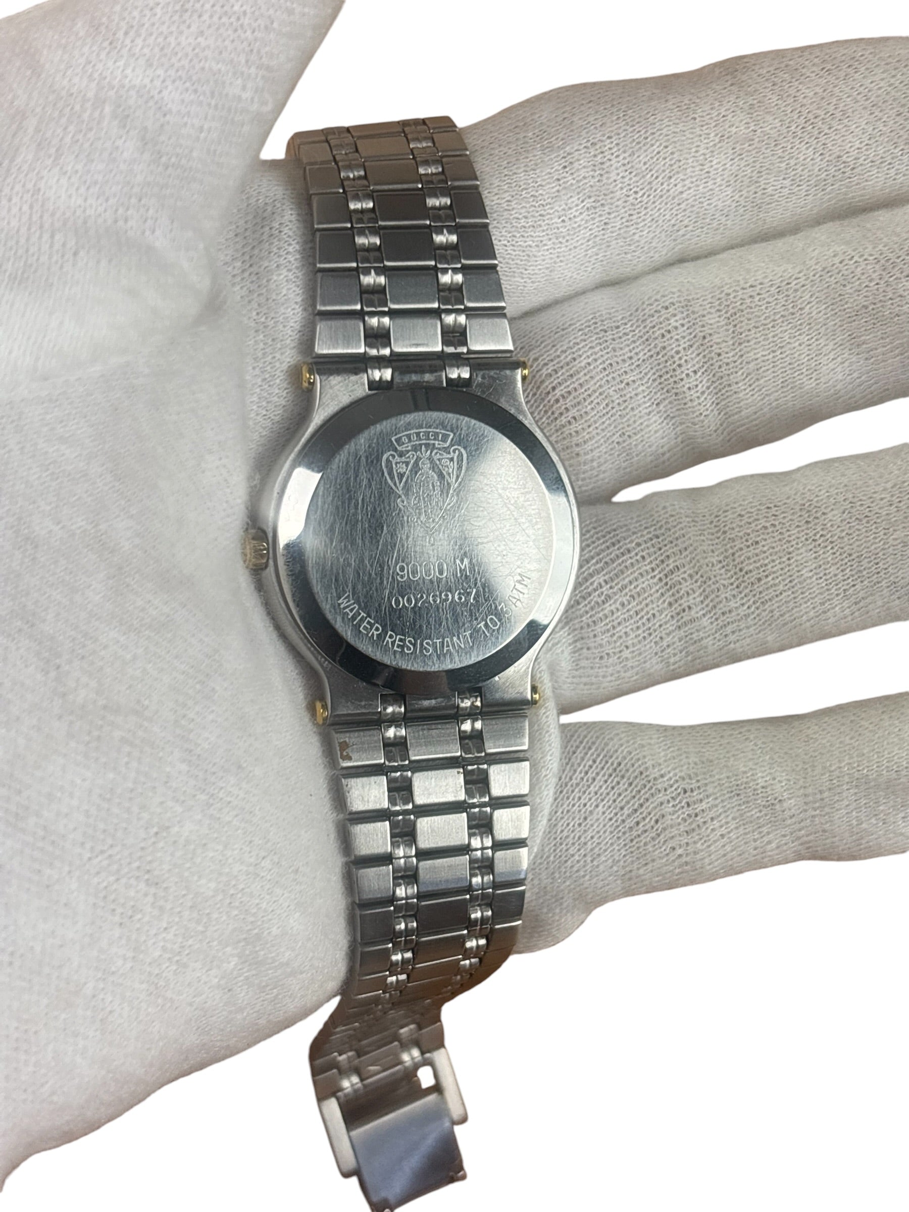 Gucci 9000L 2Tone Cream Stick Dial