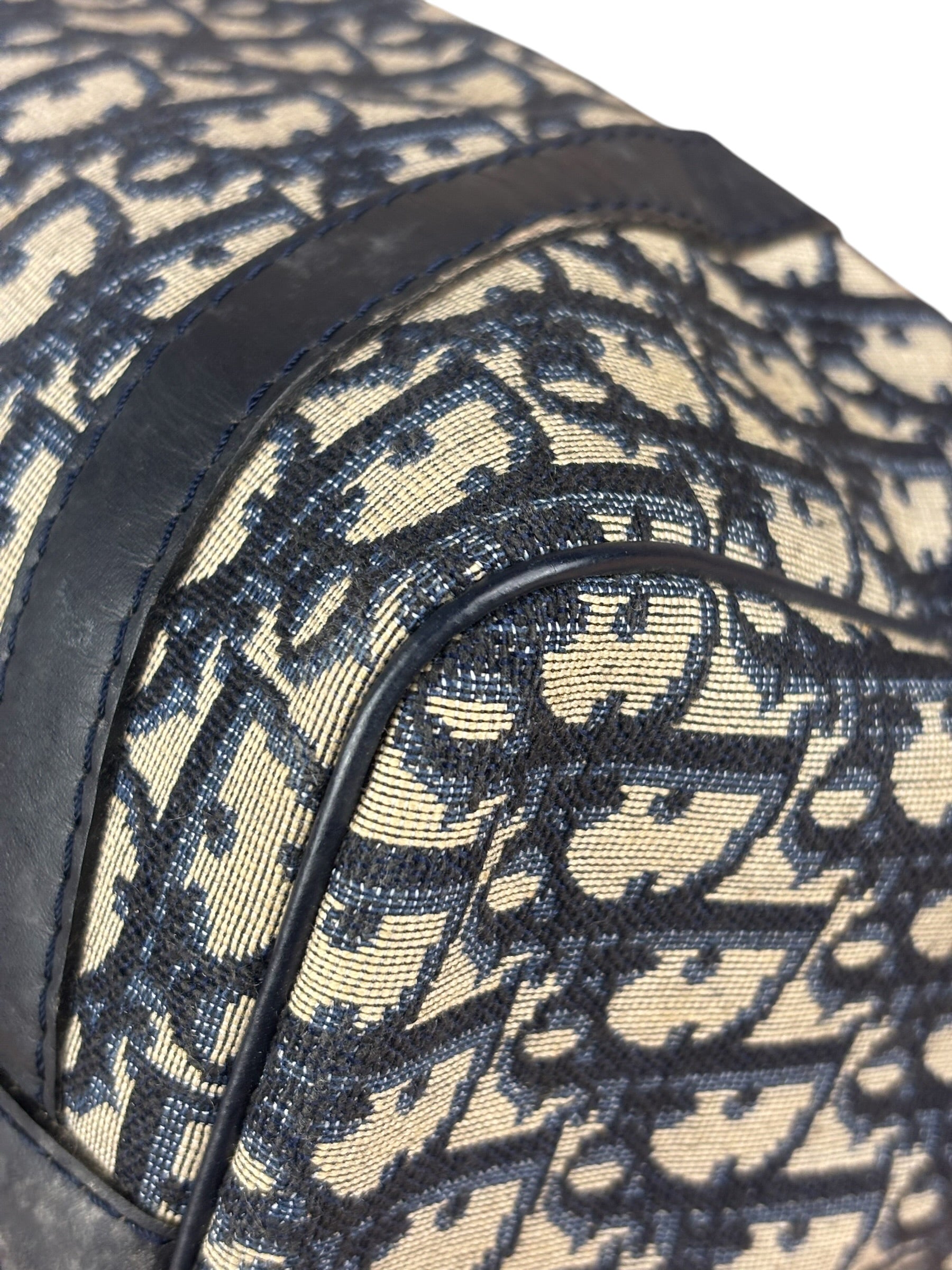 Christian Dior Vintage Blue Oblique Trotter Boston Bag