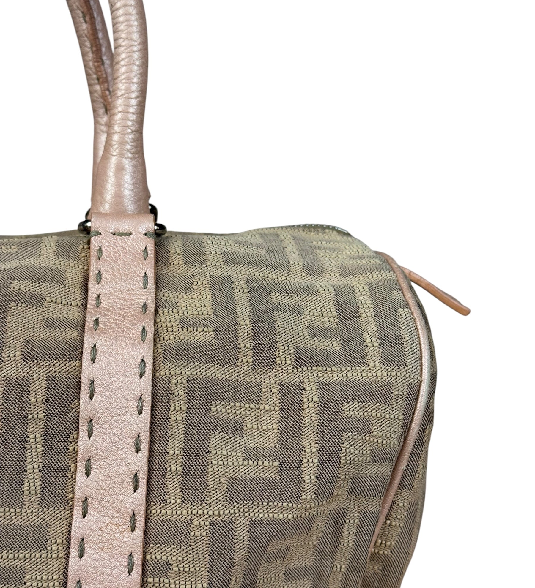 Fendi Brown/Pink Selleria Zucca Mini Boston Bag