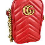 Gucci GG Marmont Vertical Phone Crossbody Bag Red
