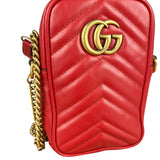 Gucci GG Marmont Vertical Phone Crossbody Bag Red