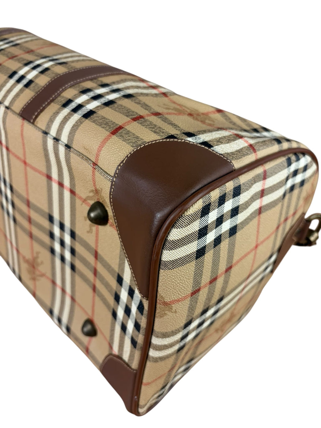 Burberry Beige/Brown Leather Haymarket House Check Boston Two-Way Bag