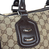Gucci GG Leather Trim Canvas Techno Boston Handbag