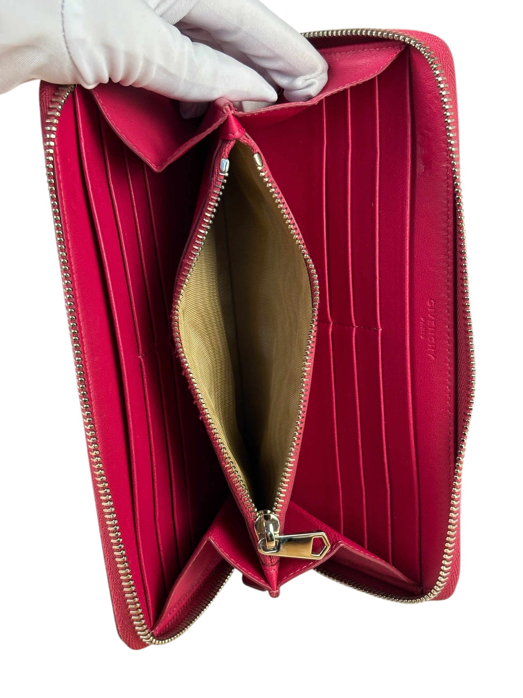 Givenchy Pink Leather Floral Zip-Around Wallet