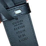 Gucci Black Leather Crystal Logo Belt