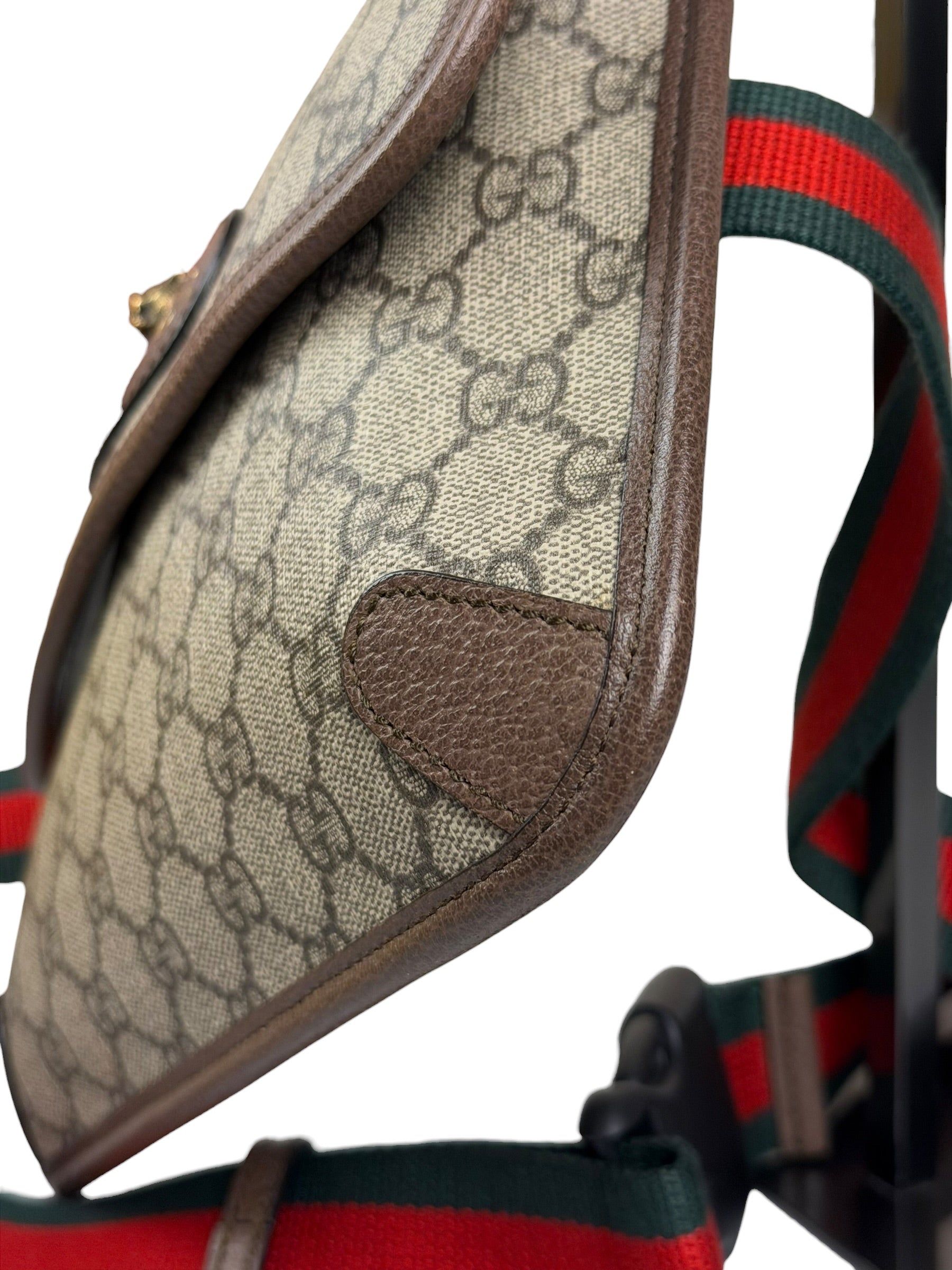 Gucci Vintage Brown Leather Trim Neo Supreme Belt Bag