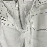 Miu Miu White Denim Stitched Bootleg Jeans