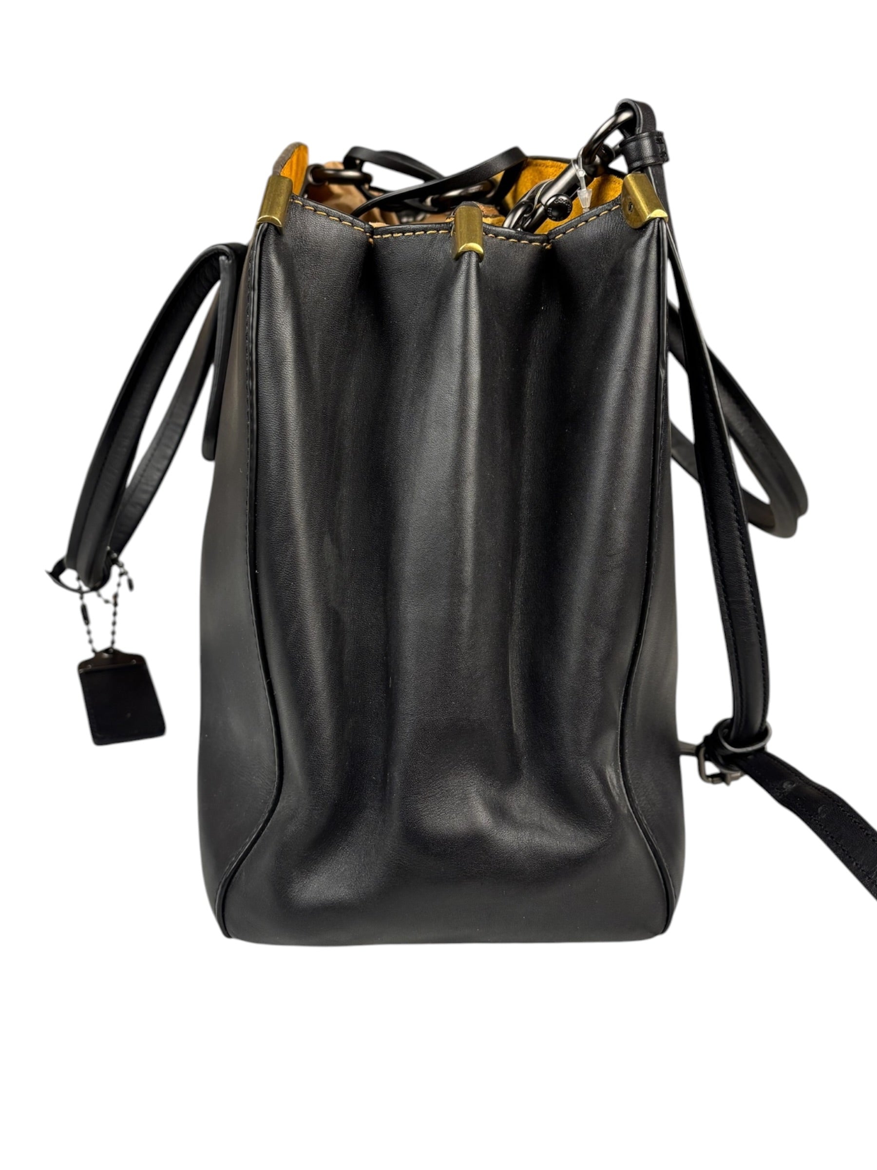Coach Black Leather Trim Copper Carryall Two-Way Bag