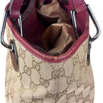 Gucci Vintage GG Canvas Pink Trim Shoulder Bag