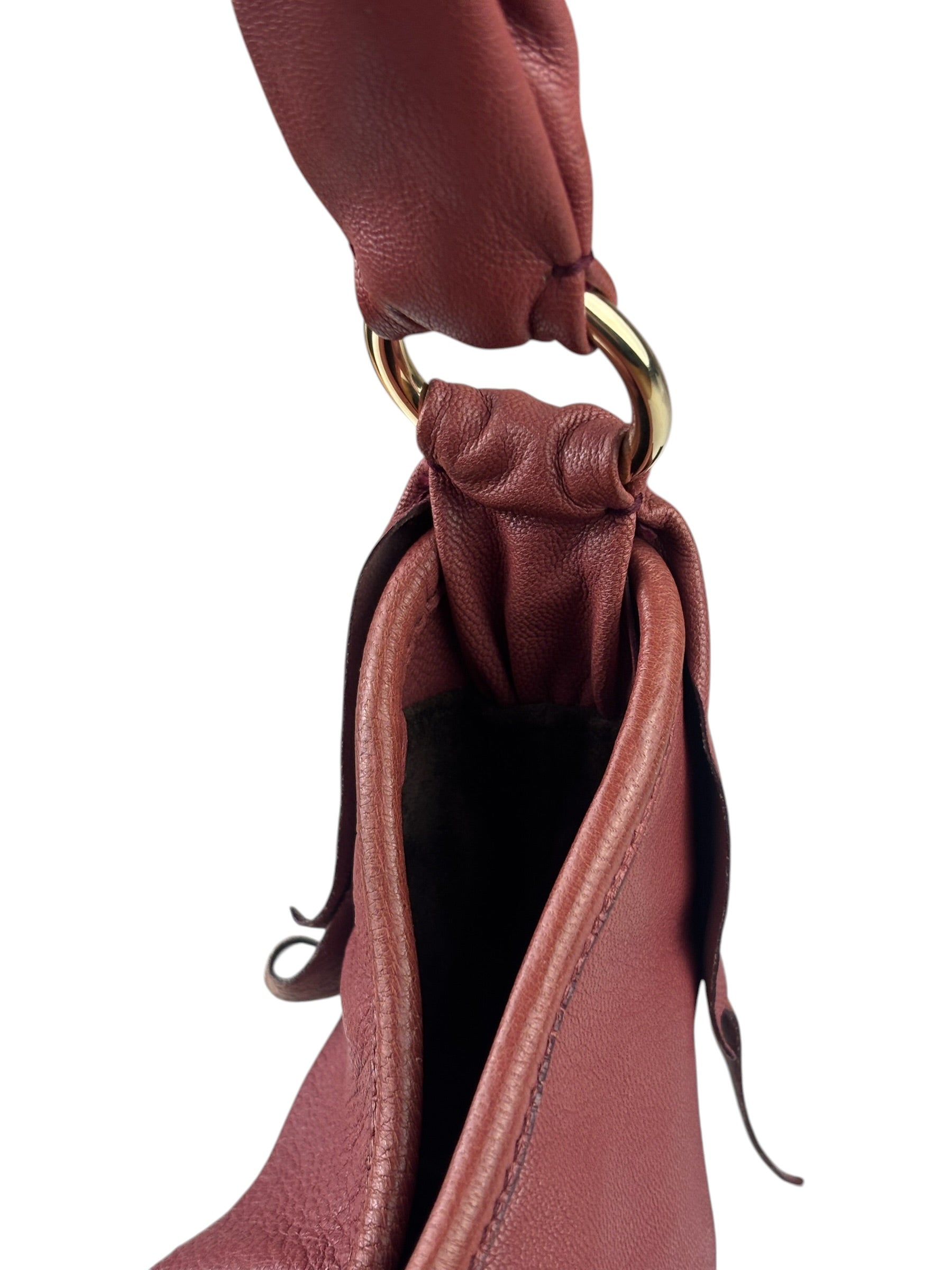Yves Saint Laurent Dusty Rose Leather Tropez Ruffled Frilled Hobo Bag