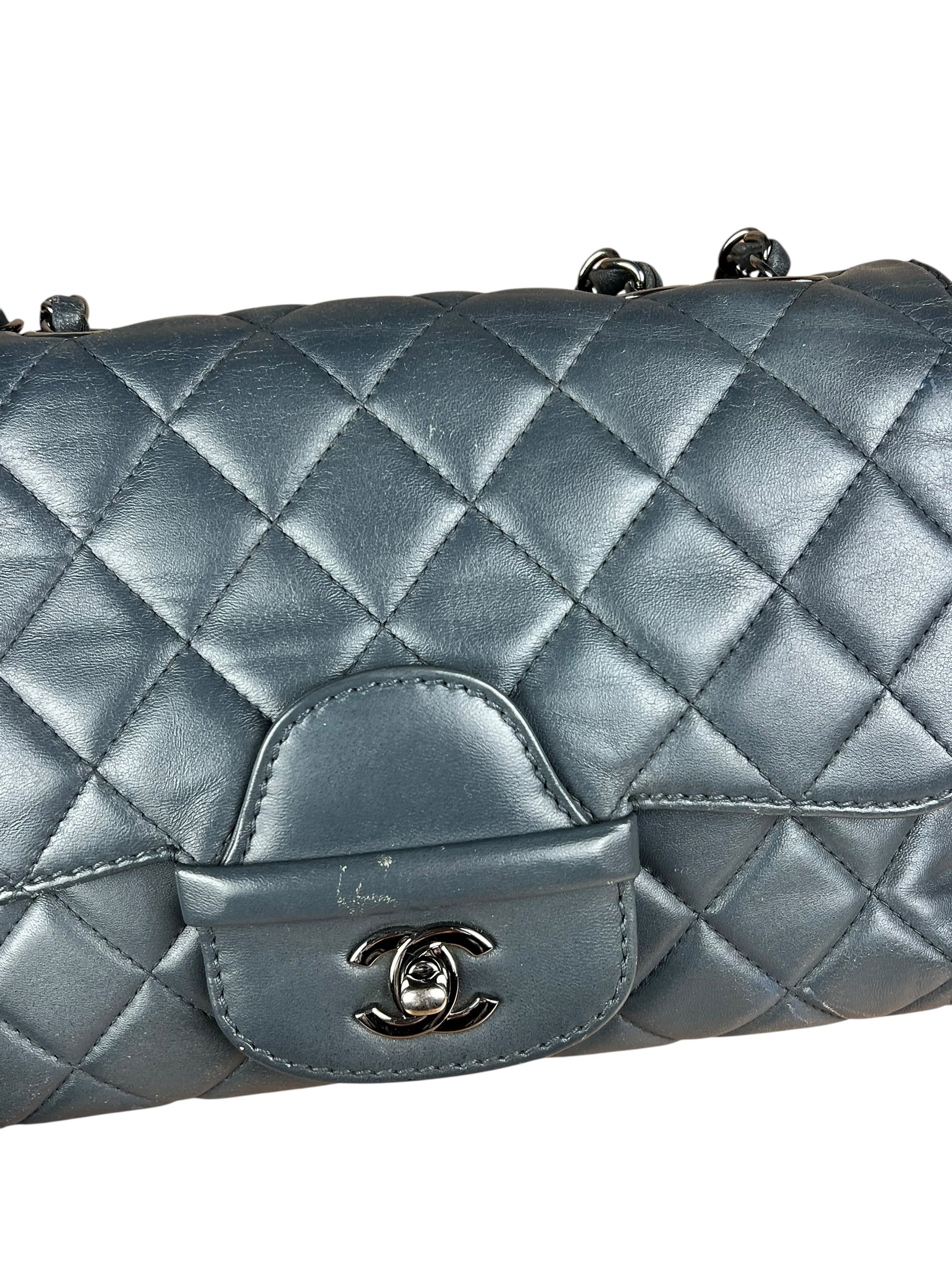 Chanel Dark Grey Quilted Leather Loop Flap Bag 2014